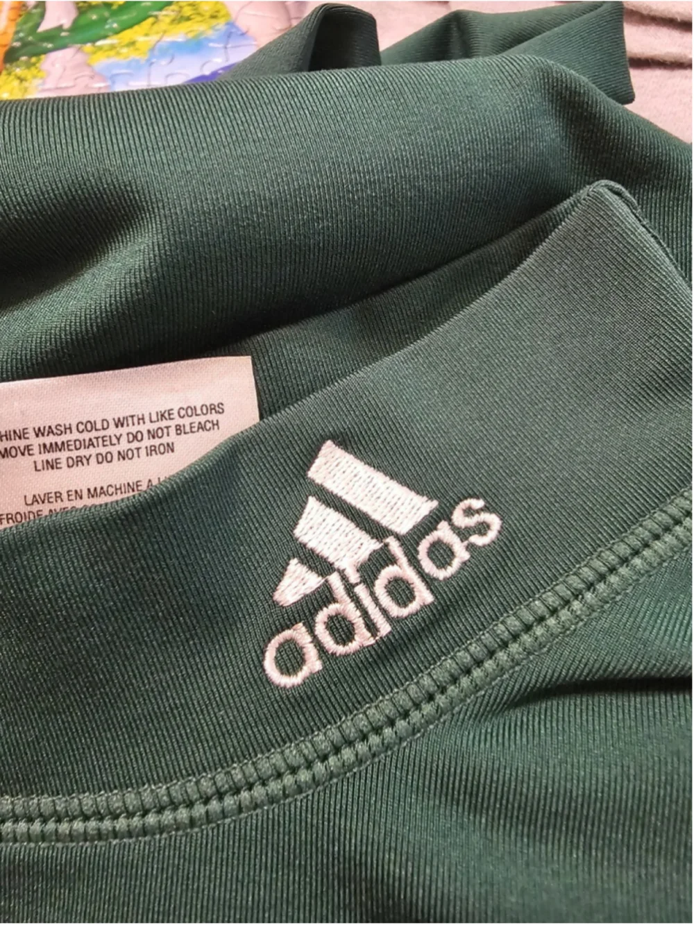 Adidas Team Techfit Compression Shirt Men's 2XL Long Sleeve Green Mock Neck